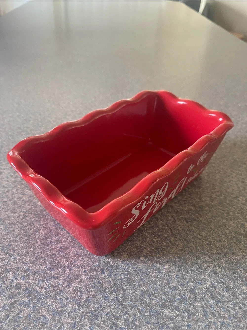 Red Ceramic 'Sing to the Lord' Loaf Pan - Inspirational Bakeware